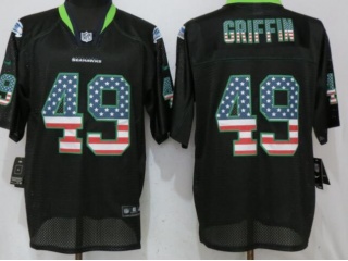 Nike Seattle Seahawks #49 Shaquem Griffin USA Flag Fashion Jersey Black