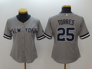 Women New York Yankees #25 Gleyber Torres Jersey Grey