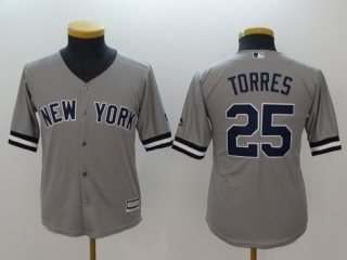 Youth New York Yankees #25 Gleyber Torres Jersey Grey