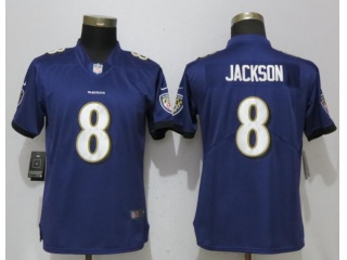 Womens Baltimore Ravens 8 Lamar Jackson Vapor Untouchable Limited Jersey Purple