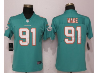Womens Miami Dolphins 91 Cameron Wake Vapor Untouchable Limited Jersey Green