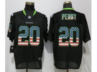 Seattle Seahawks20 Rashaad Penny USA Flag Fashion Jersey Black