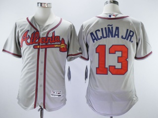 Atlanta Braves 13 Ronald Acuna Jr Flex Base Jersey Gray