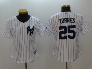 Women New York Yankees #25 Gleyber Torres Jersey White