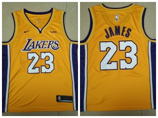 Nike Los Angeles Lakers 23 LeBron James Basketball Jersey Yellow