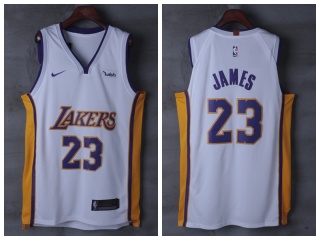 Nike Los Angeles Lakers 23 LeBron James Basketball Jersey White Player