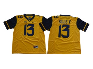 NCAA West Virginia Mountaineers 13 David Sills V College Football Jersey Yellow