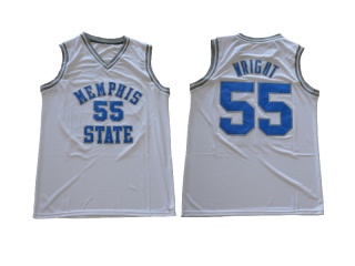 Memphis State 55 William Wright College Basketball Jersey White