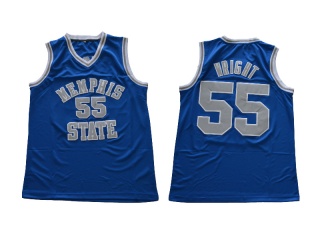 Memphis State 55 William Wright College Basketball Jersey Blue