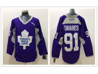 Toronto Maple #91 John Tavares Ptractice Hockey Jersey Purple