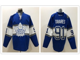 Toronto Maple #91 John Tavares 100th Anniversary Hockey Jersey Blue
