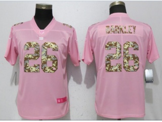 Women New York Giants 26 Saquon Barkley Vapor Untouchable Limited Jersey Pink Love Camouflage Font