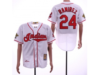 Cleveland Indians #24 Jose Ramirez Throwback Jerseys White