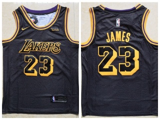 Nike Los Angeles Lakers 23 LeBron James Basketball Jersey Black Swingman