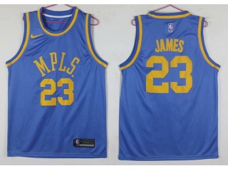Nike Los Angeles Lakers 23 LeBron James Basketball Jersey Blue MPLS Swingman