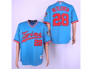 Minnesota Twins #28 Bert Blyleven Throwback Jerseys Blue