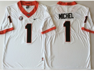 Georgia Bulldogs #1 Sony Michel Limited Jerseys White