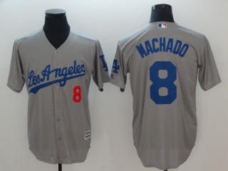 Los Angeles Dodgers #8 Manny Machado Cool Base Jersey Grey