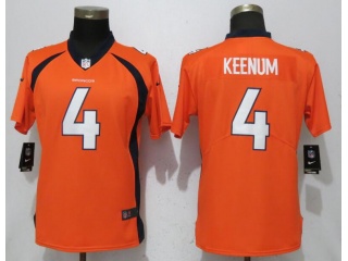 Womens Denver Broncos 4 Case Keenum Limited Jersey Orange Vapor