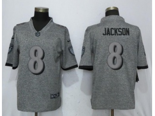 Baltimore Ravens 8 Lamar Jackson Football Jersey Gridiron Gray Limited