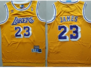 Los Angeles Lakers #23 LeBron James Throwback Jersey Yellow