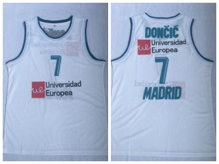 Real Madrid 7 Luka Doncic Universidaa Europea Basketball Jersey White