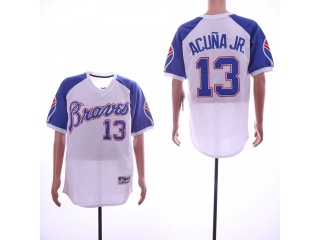 Atlanta Braves 13 Ronald Acuna Jr. Baseball Jersey White Throwback