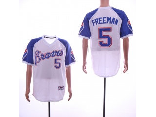 Atlanta Braves 5 Freddie Freeman Baseball Jersey White Throwback