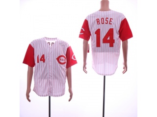 Cincinnati Reds 14 Pete Rose Baseball Jersey White Throwback