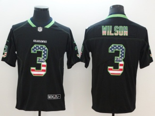 Seattle Seahawks #3 Russell Wilson USA Flag Vapor Limited Jersey Black