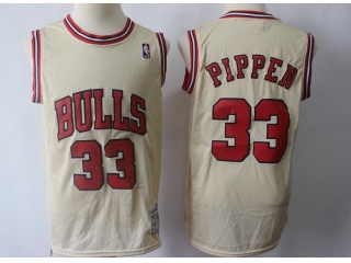 Chicago Bulls #33 Scottie Pippen Throwback Jersey Cream
