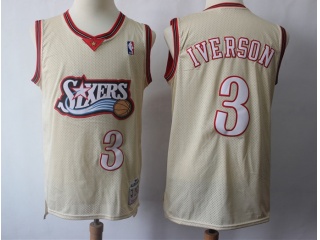 Philadelphia 76ers #3 Allen IversonThrowback Jersey Cream