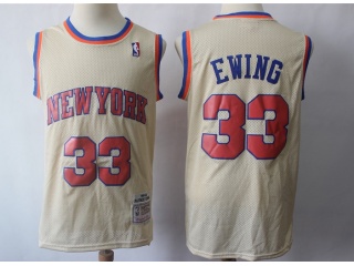 New York Knicks #33 Patrick Ewing Throwback Jersey Cream