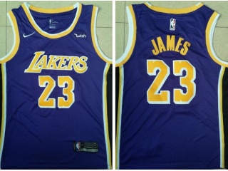 Nike Los Angeles Lakers 23 LeBron James Basketball Jersey Purple New Style Wish Patch