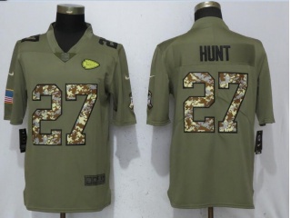 Kansas City Chiefs 27 Kareem Hunt Limited Jersey Olive Camo Salute to Service