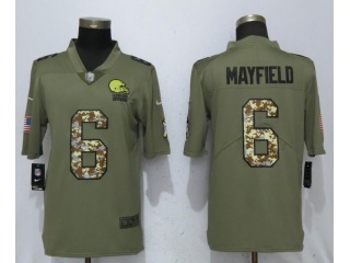 Cleveland Browns 6 Baker Mayfield Limited Jersey Olive Camo Salute to Service