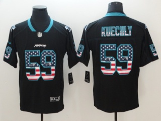 Carolina Panthers 59 Luke Kuechly Limited Jersey Black USA Flag Vapor Fashion