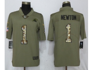 Carolina Panthers #1 Cam Newton Jersey Olive Camo Salute To Service Limited