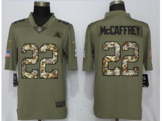 Carolina Panthers 22 Christian Mccaffrey Jersey Olive Camo Salute To Service Limited