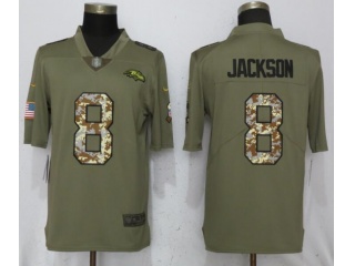 Baltimore Ravens #8 Lamar Jackson Jersey Olive Camo Salute To Service Limited
