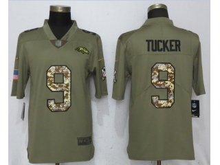 Baltimore Ravens #9 Justin Tucker Jersey Olive Camo Salute To Service Limited