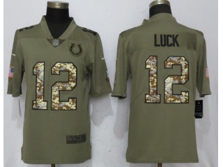 Indianapolis Colts 12 Andrew Luck Jersey Olive Camo Salute To Service Limited