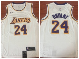 Nike Los Angeles Lakers 24 Kobe Bryant Basketball Jersey White New Style