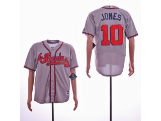 Atlanta Braves #10 Chipper Jones Cool Base Jerseys Grey
