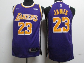 Nike Los Angeles Lakers #23 LeBron James with Wish Patch New Style Player Jersey Purple
