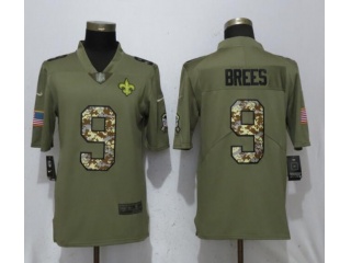 New Orleans Saints 9 Drew Brees Football Jersey Olive/Camo Salute to Service Limited
