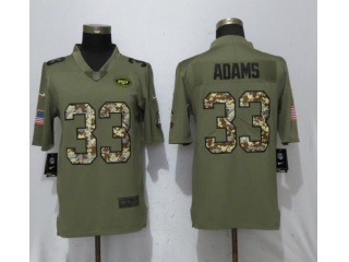 New York Jets 33 Jamal Adams Football Jersey Olive/Camo Salute to Service Limited