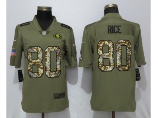 San Francisco 49ers 80 Jerry Rice Jersey Olive Camo Salute to Service Limited