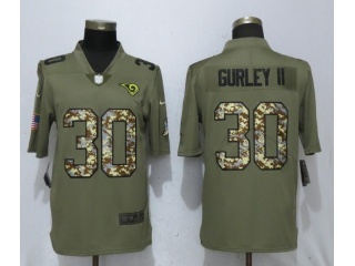 St.Louis Rams 30 Todd Gurley Jersey Olive Camo Salute to Service Limited