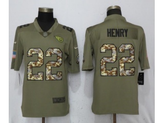 Tennessee Titans 22 Derrick Henry Jersey Olive Camo Salute to Service Limited